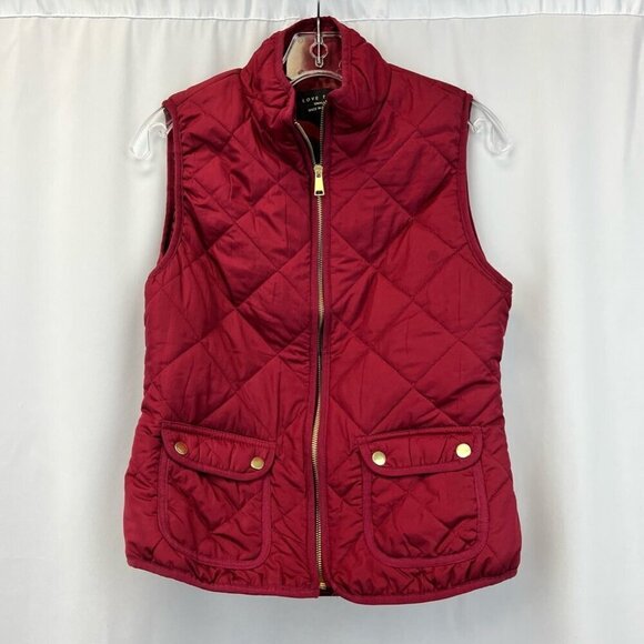 Love Tree Womens Vest Burgundy Waist Length Full Zip Pockets Mock Neck Lined S - Picture 1 of 10